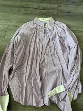 Men's Lavender Button-Up Dress Shirt with Contrast Cuffs
